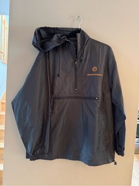 Unisex Rockport Black Pullover Windbreaker with Orange embroidered Logo